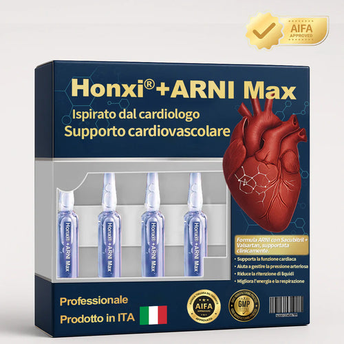 Honxi® +ARNI Max Cardiovascular Support Oral Solution Formula naturale clinicamente supportata per la funzionalità cardiaca e la gestione della pressione sanguigna Qualità professionale - Trasparenza totale - Struttura registrata dalla FDA