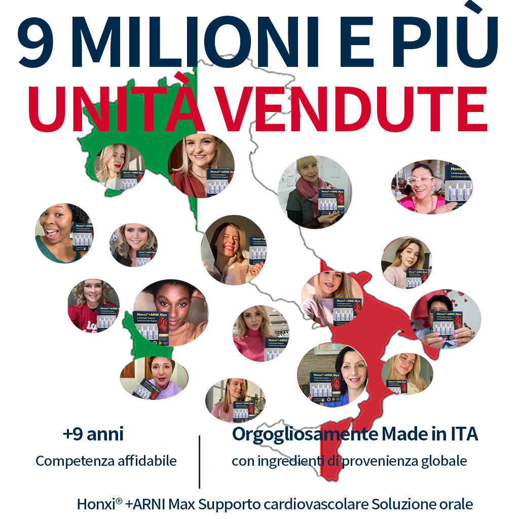Honxi® +ARNI Max Cardiovascular Support Oral Solution Formula naturale clinicamente supportata per la funzionalità cardiaca e la gestione della pressione sanguigna Qualità professionale - Trasparenza totale - Struttura registrata dalla FDA